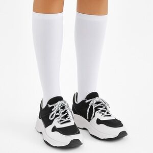 White Knee High Socks | Tube Stockings | Athletic School Uniform Womens 5-9